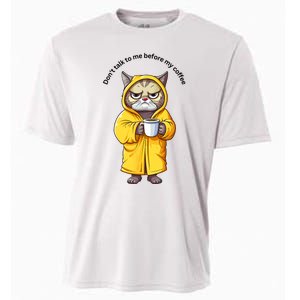 Funny Cat And Coffe Cooling Performance Crew T-Shirt