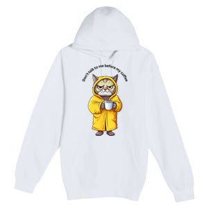 Funny Cat And Coffe Premium Pullover Hoodie