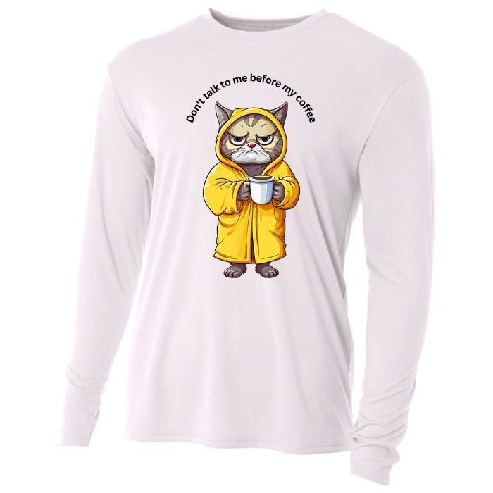 Funny Cat And Coffe Cooling Performance Long Sleeve Crew