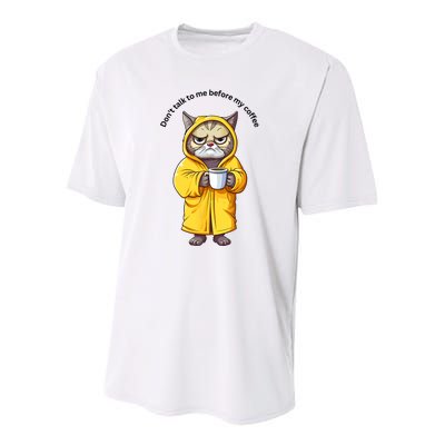 Funny Cat And Coffe Youth Performance Sprint T-Shirt