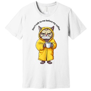 Funny Cat And Coffe Premium T-Shirt