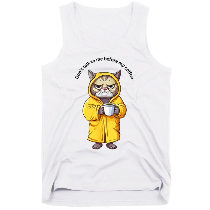 Funny Cat And Coffe Tank Top