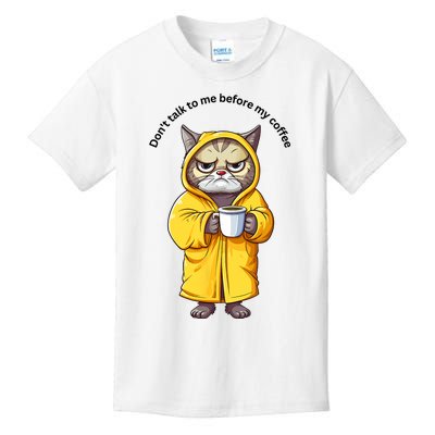 Funny Cat And Coffe Kids T-Shirt