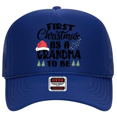 First Christmas As A Grandma To Be Gift Future Granny Xmas Meaningful Gift High Crown Mesh Back Trucker Hat