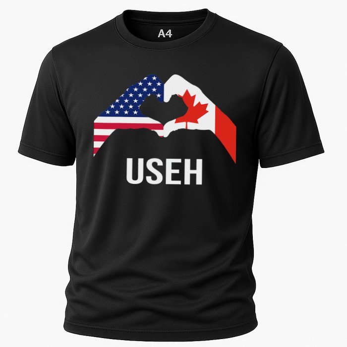 Funny Canada American Flag Us Eh Cooling Performance Crew T-Shirt