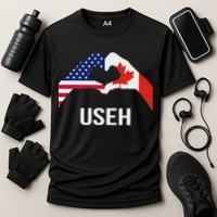 Funny Canada American Flag Us Eh Cooling Performance Crew T-Shirt