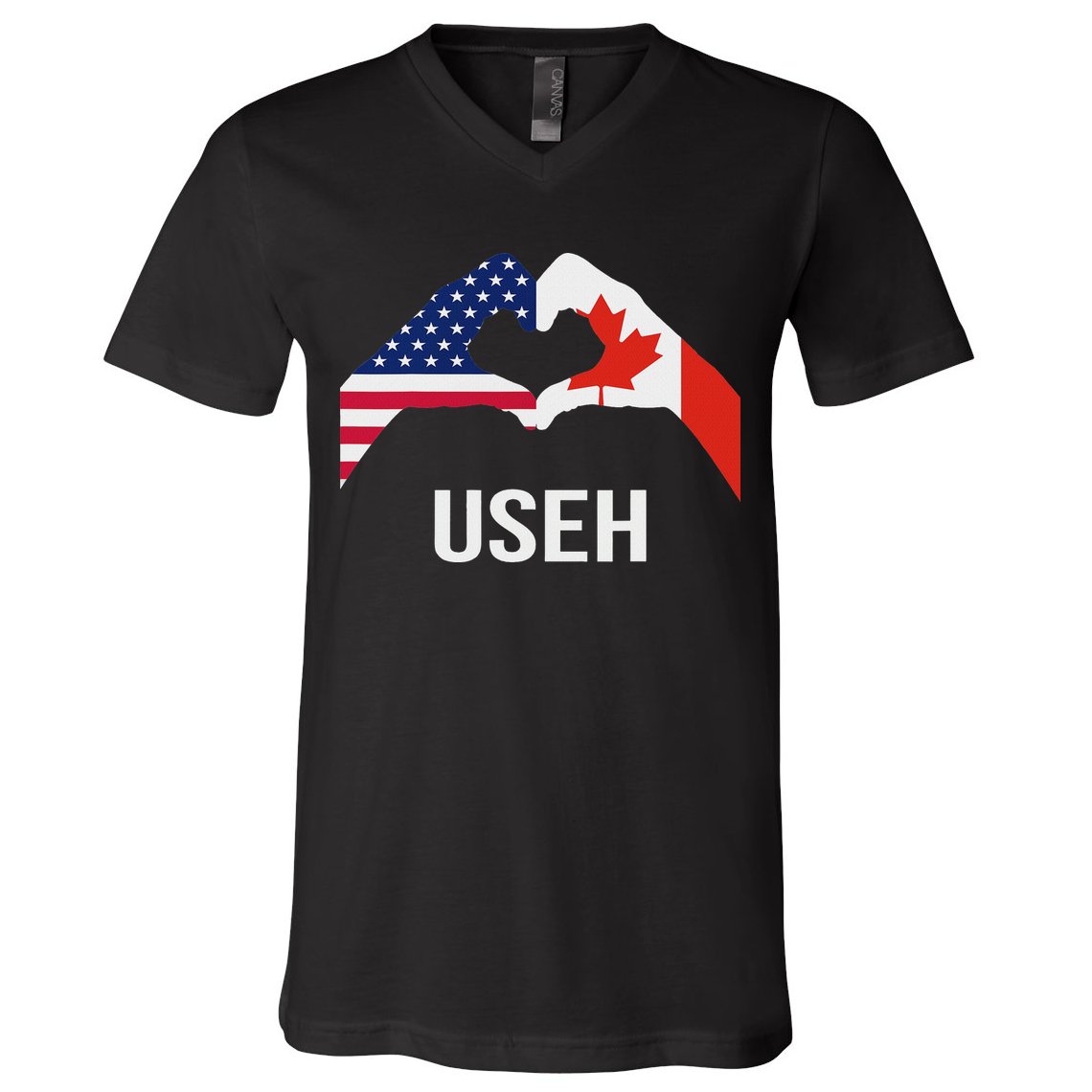 Funny Canada American Flag Us Eh V-Neck T-Shirt