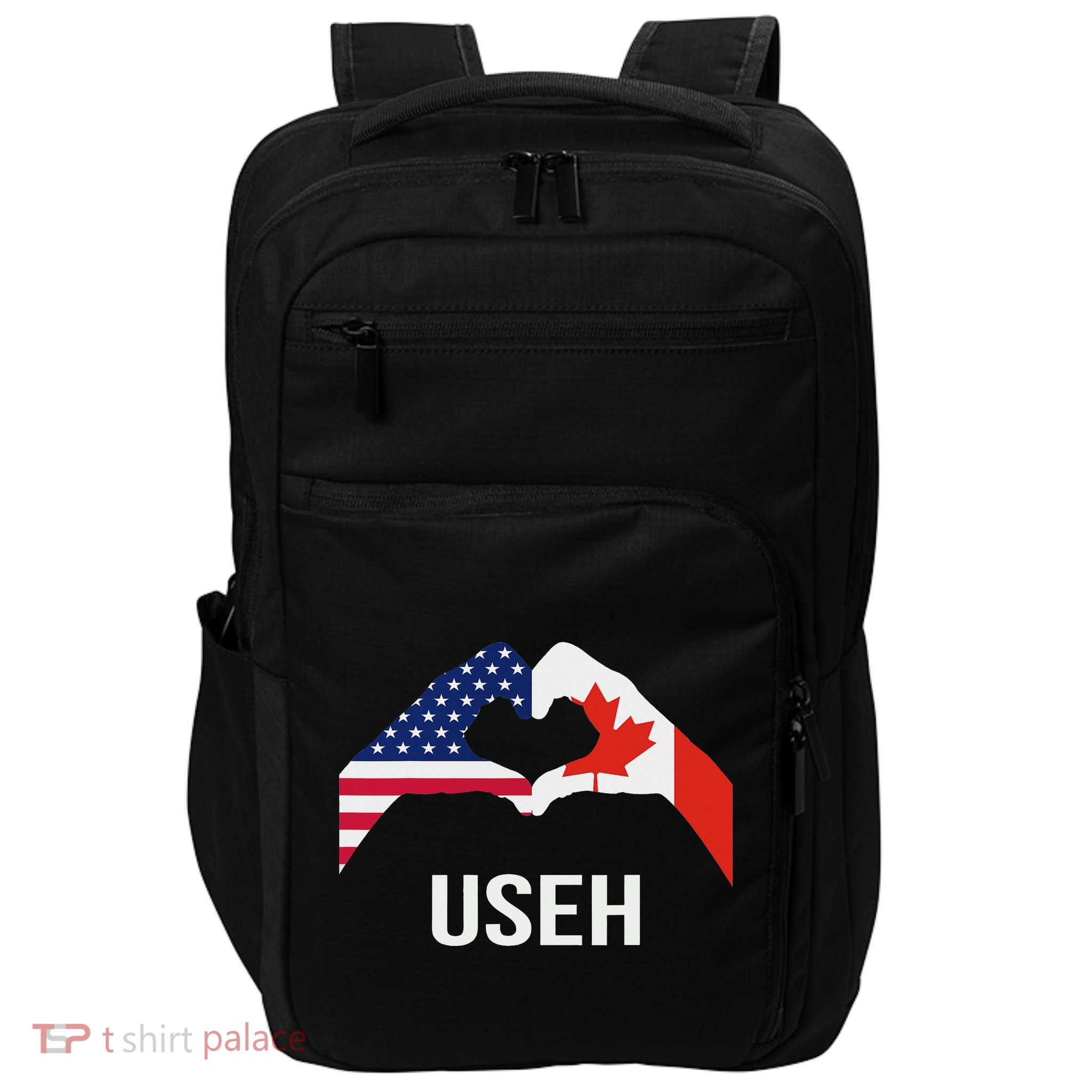 Funny Canada American Flag Us Eh Impact Tech Backpack