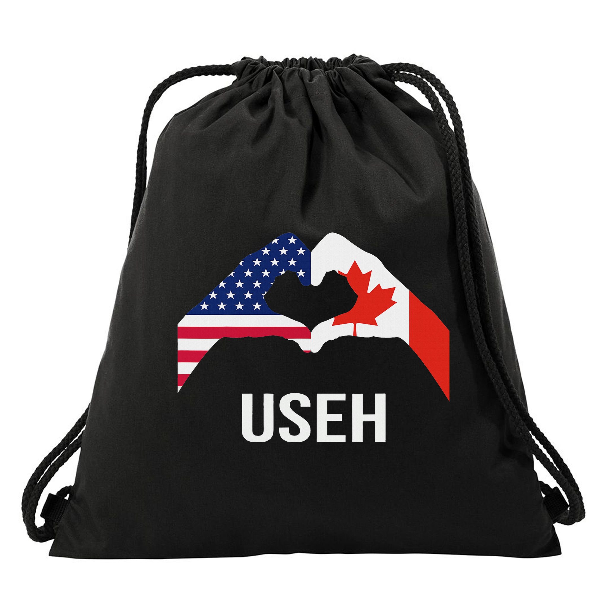 Funny Canada American Flag Us Eh Drawstring Bag