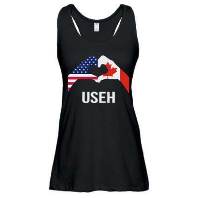 Funny Canada American Flag Us Eh Ladies Essential Flowy Tank