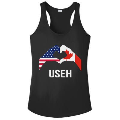 Funny Canada American Flag Us Eh Ladies PosiCharge Competitor Racerback Tank