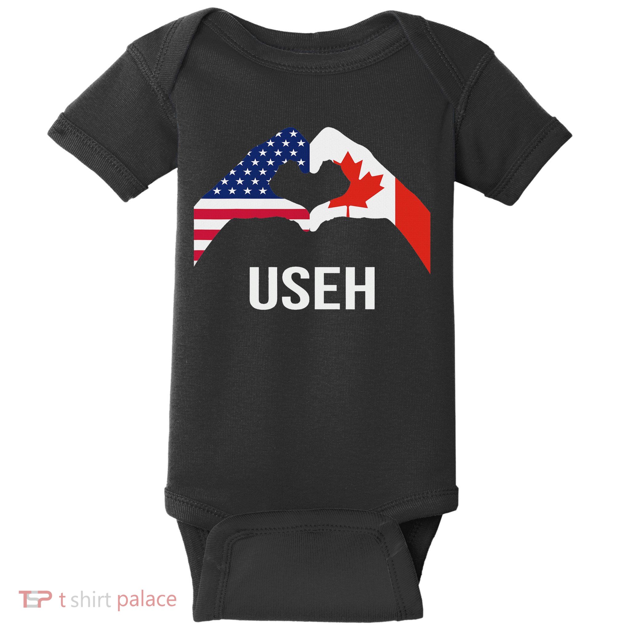 Funny Canada American Flag Us Eh Baby Bodysuit