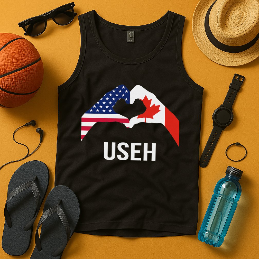 Funny Canada American Flag Us Eh Tank Top