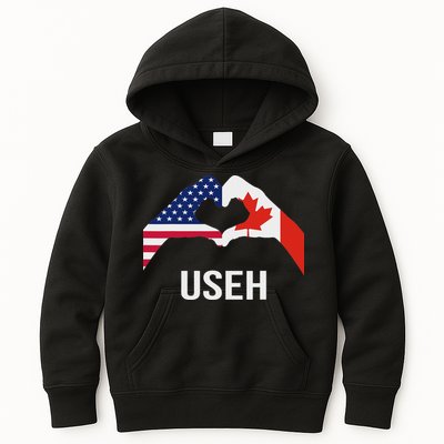 Funny Canada American Flag Us Eh Kids Hoodie