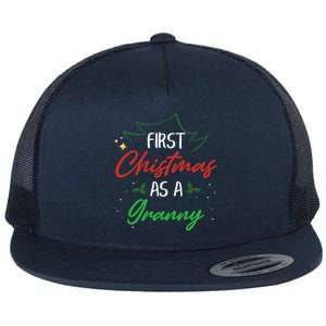 First Christmas As A Granny Funny Xmas First Time Grandma Gift Flat Bill Trucker Hat