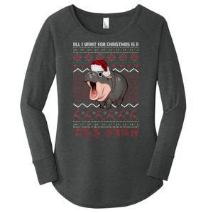 Funny Christmas All I Want For Christmas Is A Moo Deng Gift Women's Perfect Tri Tunic Long Sleeve Shirt