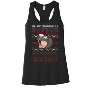 Funny Christmas All I Want For Christmas Is A Moo Deng Gift Women's Racerback Tank