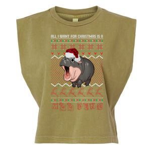 Funny Christmas All I Want For Christmas Is A Moo Deng Gift Garment-Dyed Women's Muscle Tee