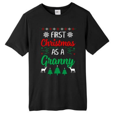 First Christmas As A Granny Funny Xmas First Time Grandma Meaningful Gift Tall Fusion ChromaSoft Performance T-Shirt