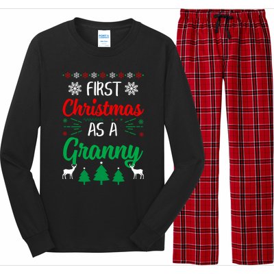 First Christmas As A Granny Funny Xmas First Time Grandma Meaningful Gift Long Sleeve Pajama Set