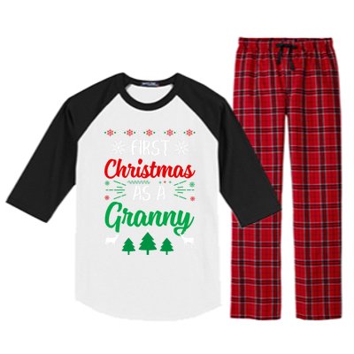 First Christmas As A Granny Funny Xmas First Time Grandma Meaningful Gift Raglan Sleeve Pajama Set