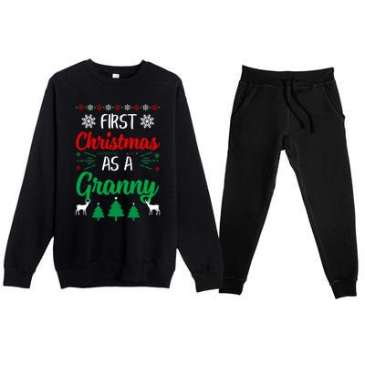 First Christmas As A Granny Funny Xmas First Time Grandma Meaningful Gift Premium Crewneck Sweatsuit Set