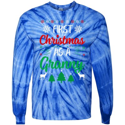 First Christmas As A Granny Funny Xmas First Time Grandma Meaningful Gift Tie-Dye Long Sleeve Shirt