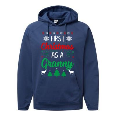 First Christmas As A Granny Funny Xmas First Time Grandma Meaningful Gift Performance Fleece Hoodie