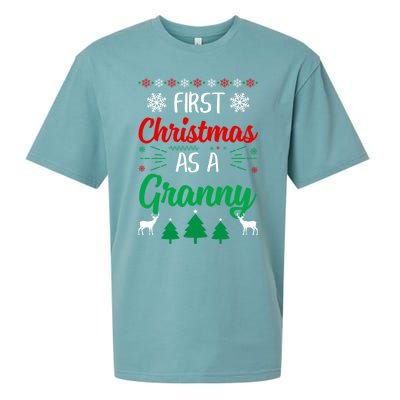 First Christmas As A Granny Funny Xmas First Time Grandma Meaningful Gift Sueded Cloud Jersey T-Shirt