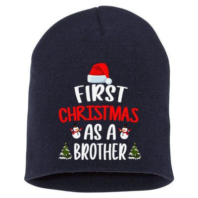 First Christmas As A Brother Funny Christmas Day New Brother Short Acrylic Beanie