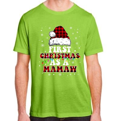 First Christmas As A Mamaw Santa Hat Red Plaid Buffalo Gift Adult ChromaSoft Performance T-Shirt