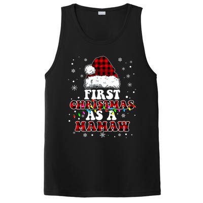 First Christmas As A Mamaw Santa Hat Red Plaid Buffalo Gift PosiCharge Competitor Tank