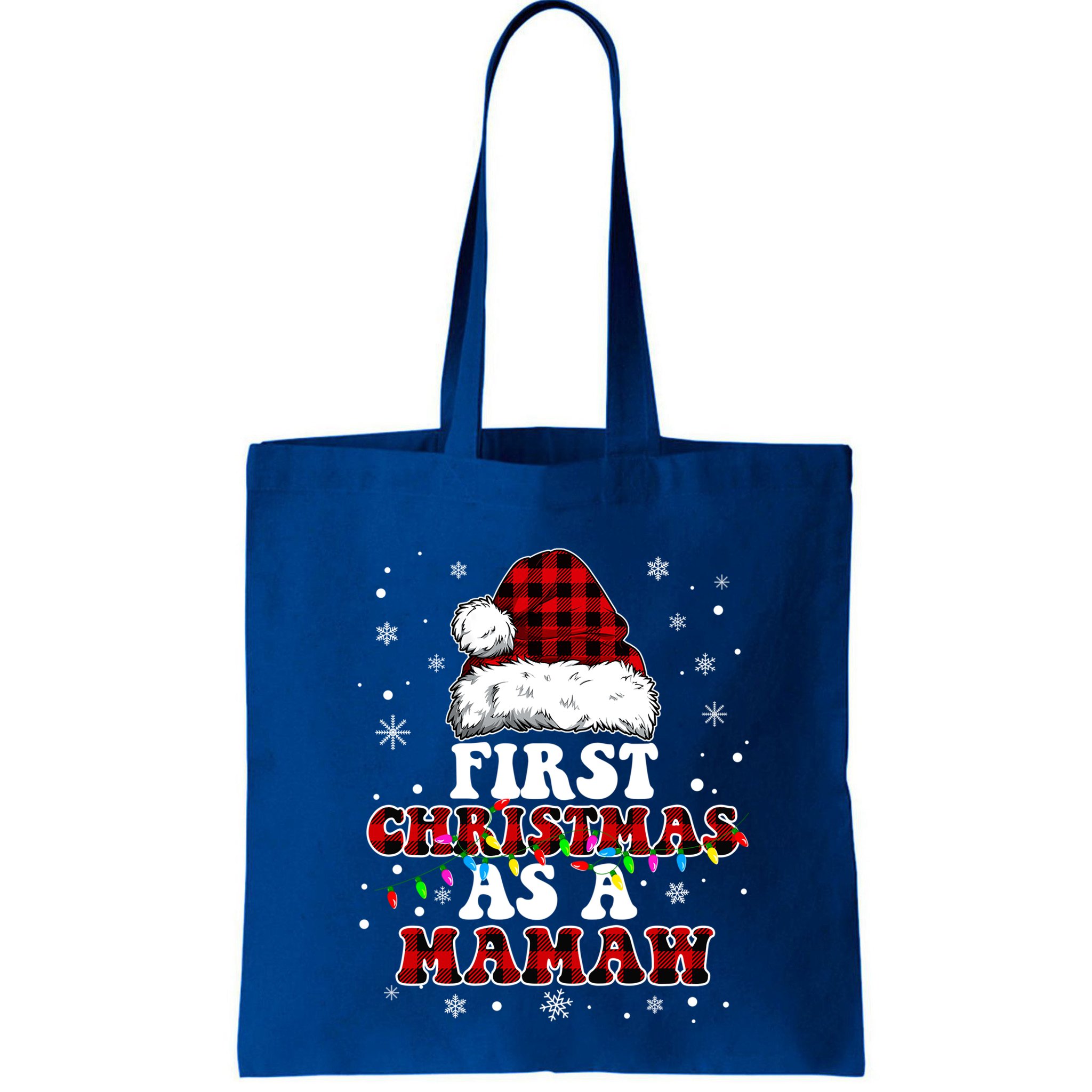 First Christmas As A Mamaw Santa Hat Red Plaid Buffalo Gift Bag