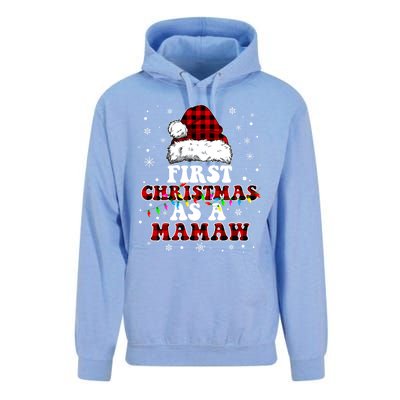 First Christmas As A Mamaw Santa Hat Red Plaid Buffalo Gift Unisex Surf Hoodie