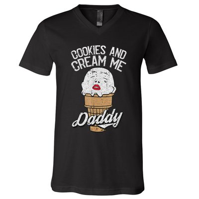 Funny Cookies And Cream Me Halloween Daddy Lazy Humor Horror V-Neck T-Shirt