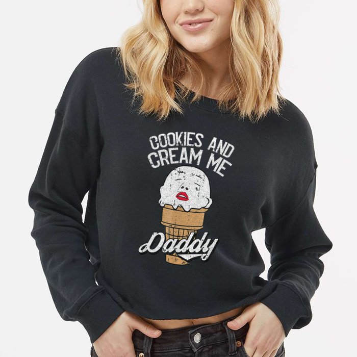 Funny Cookies And Cream Me Halloween Daddy Lazy Humor Horror Cropped Pullover Crew
