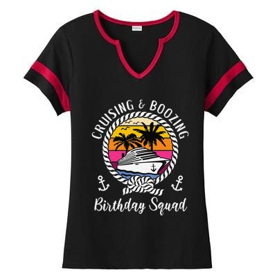 Funny Cruising And Boozing Birthday Cruise Birthday Squad Ladies Halftime Notch Neck Tee