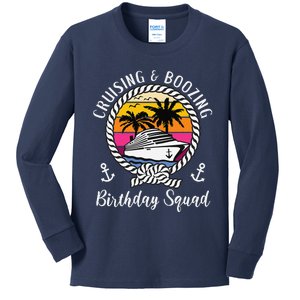 Funny Cruising And Boozing Birthday Cruise Birthday Squad Kids Long Sleeve Shirt