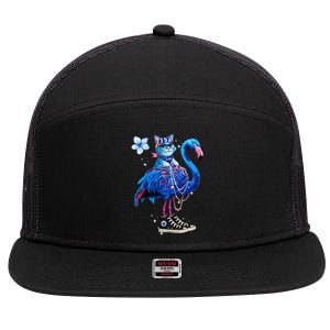 Flamingo Chucks And Pearls Cat Ladies Kamala 2024 7 Panel Mesh Trucker Snapback Hat