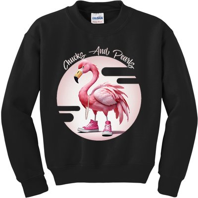 Flamingo Chucks And Pearls Comma La Kamala Kids Sweatshirt