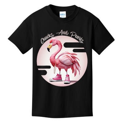 Flamingo Chucks And Pearls Comma La Kamala Kids T-Shirt