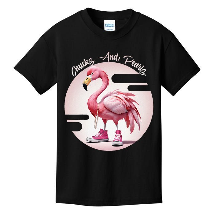 Flamingo Chucks And Pearls Comma La Kamala Kids T-Shirt