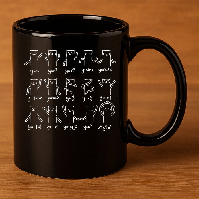 Funny Cat And Math Cat And Algebra Lover Cat 11oz C Handle Ceramic Mug