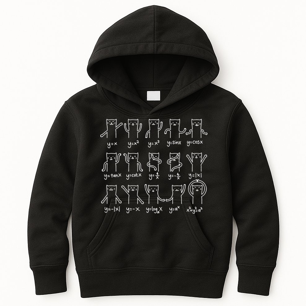 Funny Cat And Math Cat And Algebra Lover Cat Kids Hoodie