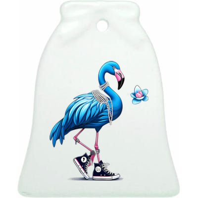 Flamingo Chucks And Pearls Comma La Kamala 2024 Ceramic Bell Ornament