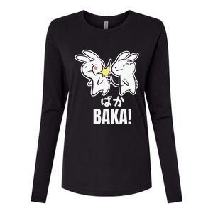 Funny Cute Anime Baka Rabbit Bunny Slap Baka Japanese Womens Cotton Relaxed Long Sleeve T-Shirt