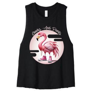 Flamingo Chucks And Pearls Comma La Kamala Women's Racerback Cropped Tank