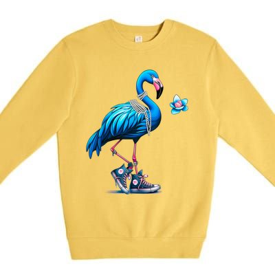 Flamingo Chucks And Pearls Comma La Kamala 2024 Cute Gift Premium Crewneck Sweatshirt