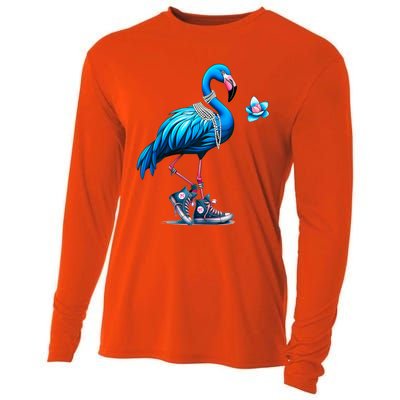 Flamingo Chucks And Pearls Comma La Kamala 2024 Cute Gift Cooling Performance Long Sleeve Crew