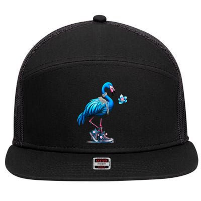 Flamingo Chucks And Pearls Comma La Kamala 2024 Cute Gift 7 Panel Mesh Trucker Snapback Hat